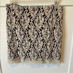 Black & Cream Floral Lace Skirt